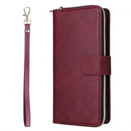 Folio Deksel Samsung Galaxy S25 Ultra 5g Lommebok Med Glidelås Og Stropp