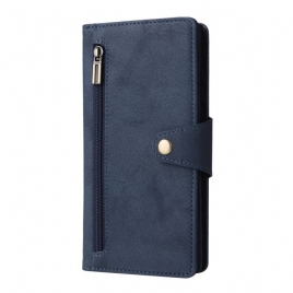 Folio Deksel Samsung Galaxy S25 Ultra 5g Lommebok Med Semsket Skinneffekt Og Stropp