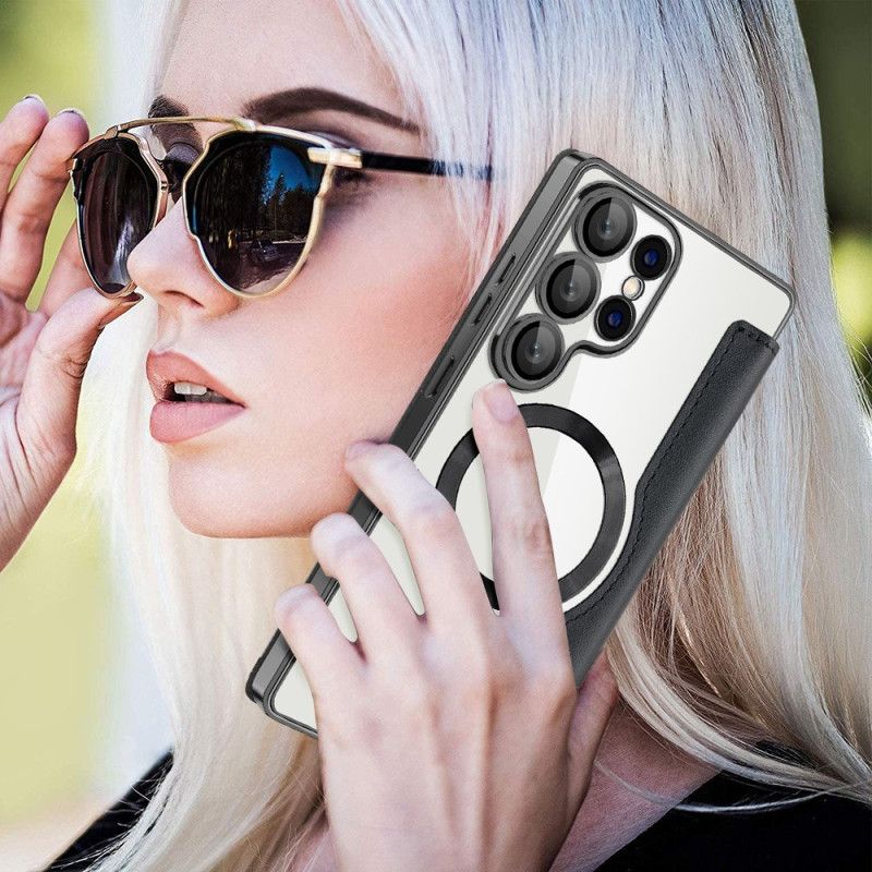 Folio Deksel Samsung Galaxy S25 Ultra 5g Magsafe-kompatibel Med Rfid-blokkerende Skinneffekt Beskyttelse Deksel