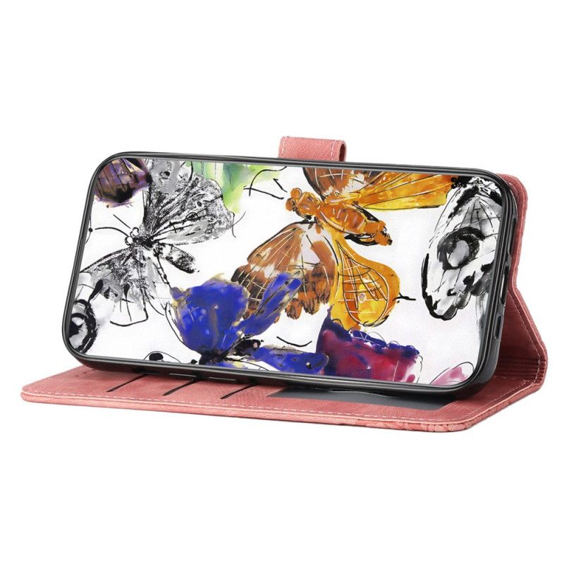 Folio Deksel Samsung Galaxy S25 Ultra 5g Sommerfugler Med Semsket Skinneffekt Beskyttelse Deksel