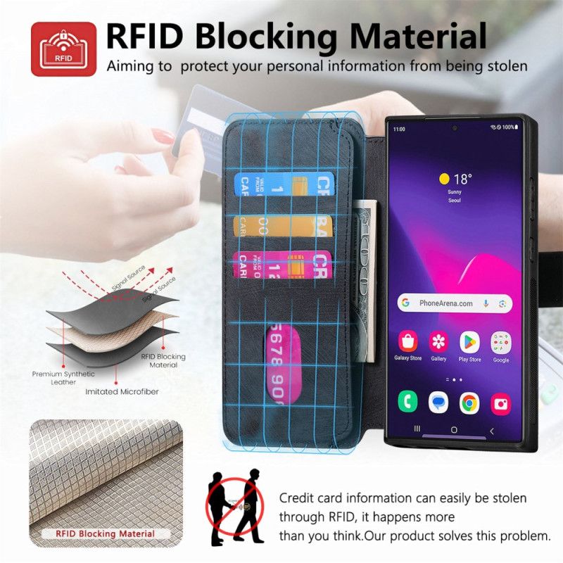 Folio Deksel Til Samsung Galaxy S25 Ultra 5g Avtakbart Magnetisk Rfid Caseneo-etui