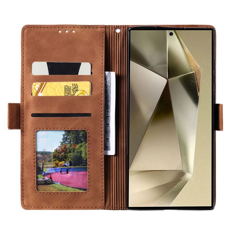 Folio Deksel Til Samsung Galaxy S25 Ultra 5g Tofarget Rfid-blokkerende Lommebok I Semsket Skinneffekt