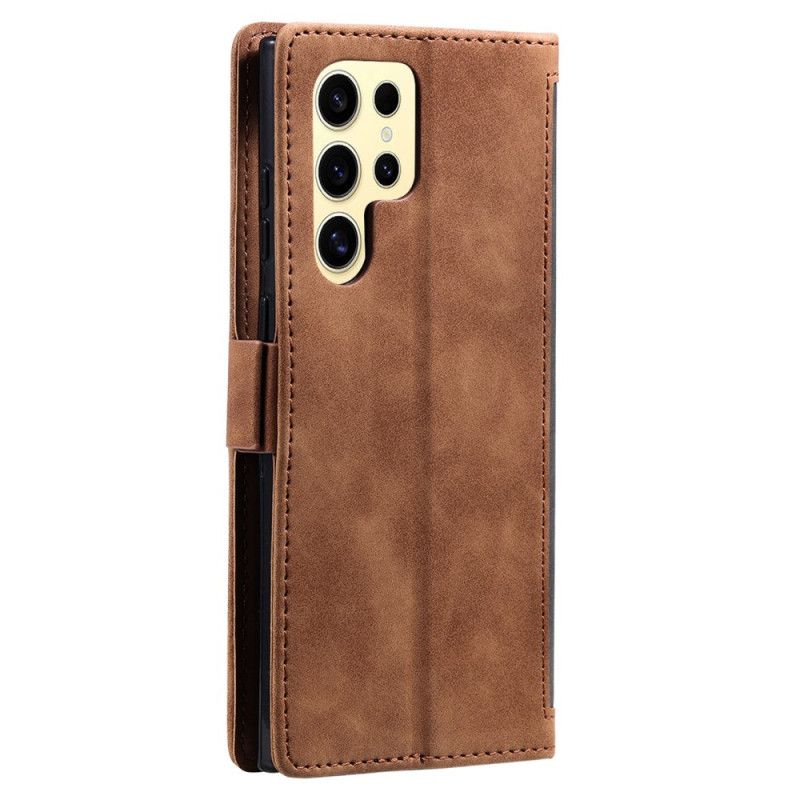 Folio Deksel Til Samsung Galaxy S25 Ultra 5g Tofarget Rfid-blokkerende Lommebok I Semsket Skinneffekt