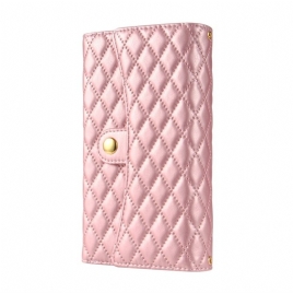 Folio Deksel Til Samsung Galaxy S25 Ultra 5g Vattert Lommebok Med Skulderstropp