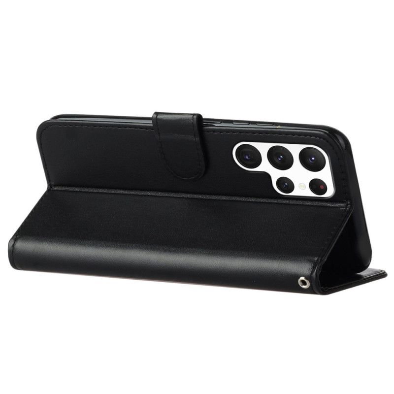 Lærdeksel Folio Deksel Samsung Galaxy S25 Ultra 5g Mobildeksel Ensfarget Kunstskinn