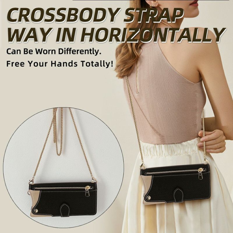 Lærdeksel Folio Deksel Samsung Galaxy S25 Ultra 5g Mobildeksel Lommebok Og Kjede