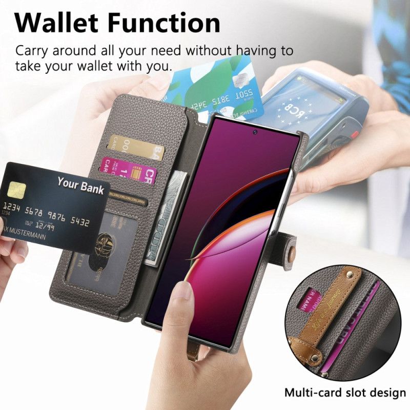 Lærdeksel Folio Deksel Samsung Galaxy S25 Ultra 5g Mobildeksel Rfid-beskyttet Lommebok Med Veske Og Ringholder