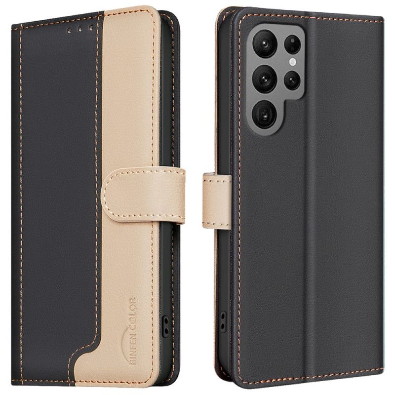 Lærdeksel Folio Deksel Samsung Galaxy S25 Ultra 5g Mobildeksel Tofarget Med Rfid-blokkering Binfen Color