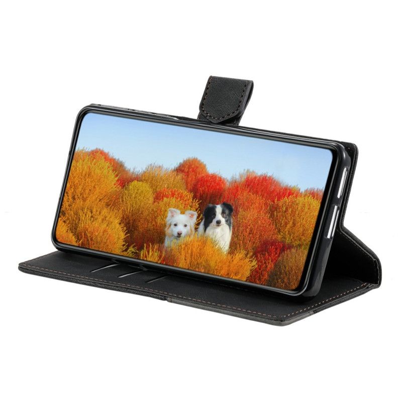 Lærdeksel Folio Deksel Samsung Galaxy S25 Ultra 5g Mobildeksel Tofarget Rfid-lommebok I Semsket Skinnstil Med Stropp