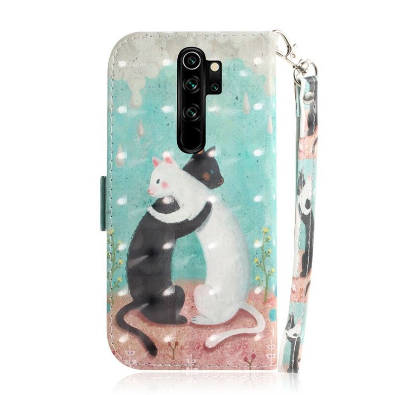 Folio Deksel Til Xiaomi Redmi Note 8 Pro Med Kjede Thong Cat Friends