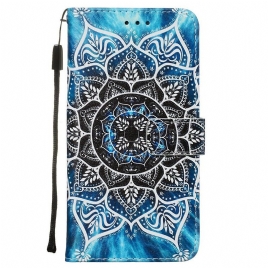 Lærdeksel Til Xiaomi Redmi Note 8 Pro Med Kjede Svart Strappy Mandala