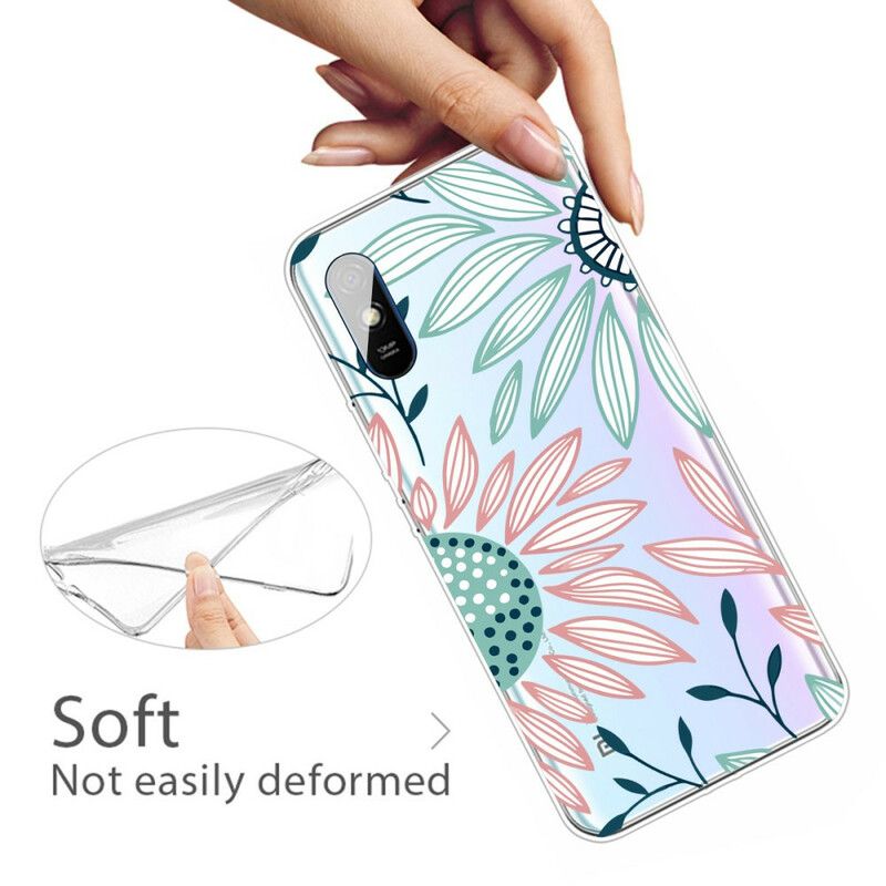 Deksel Til Xiaomi Redmi 9A En Gjennomsiktig Blomst