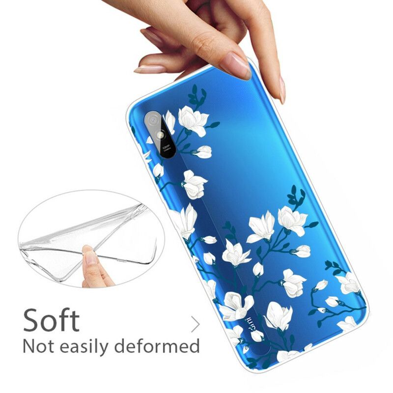 Deksel Til Xiaomi Redmi 9A Hvite Blomster