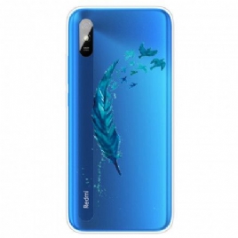 Deksel Til Xiaomi Redmi 9A Vakker Blå Fjær