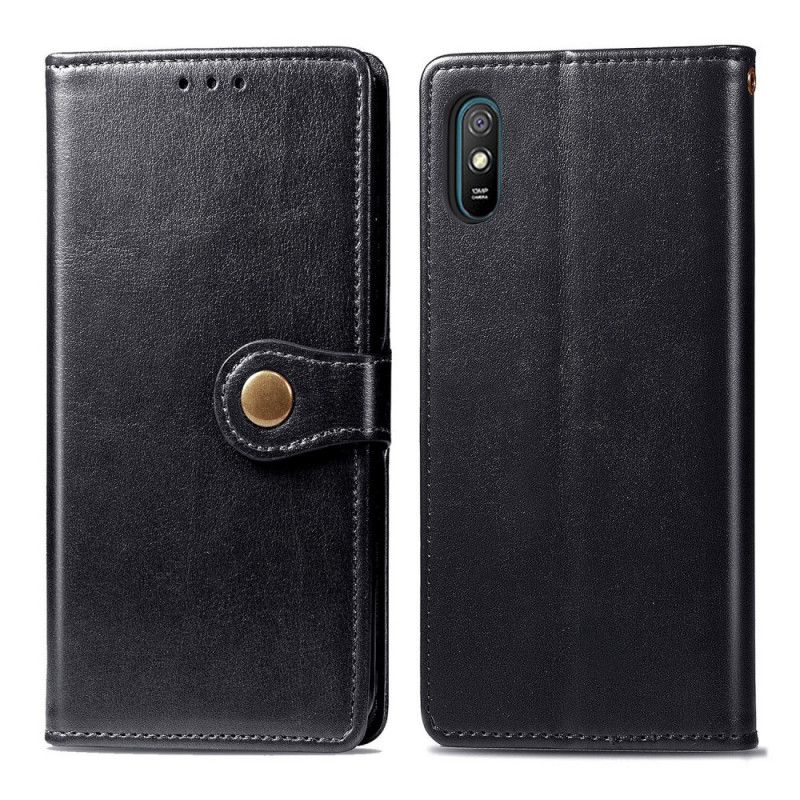 Folio Deksel Til Xiaomi Redmi 9A Imitert Skinn Og Vintage Lås
