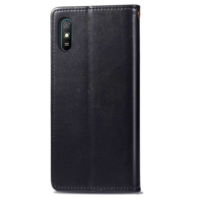 Folio Deksel Til Xiaomi Redmi 9A Imitert Skinn Og Vintage Lås