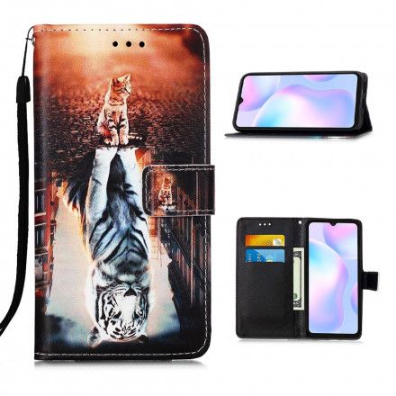 Folio Deksel Til Xiaomi Redmi 9A Med Kjede Reveries Av Ernest The Thong Cat