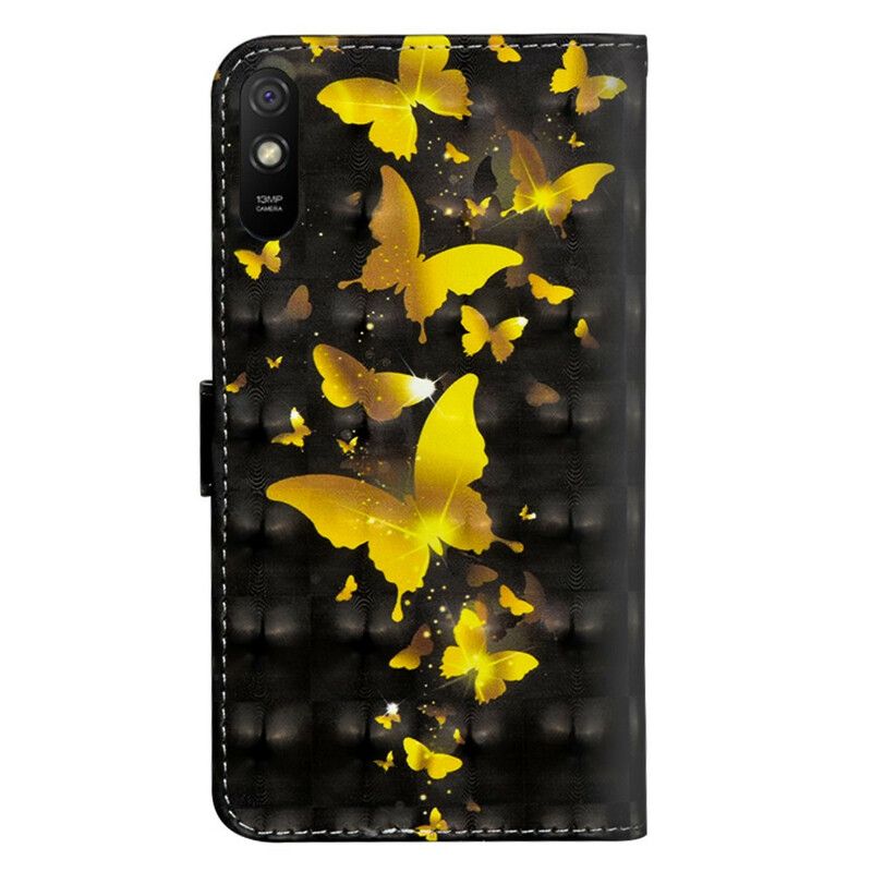 Lærdeksel Til Xiaomi Redmi 9A Gule Sommerfugler