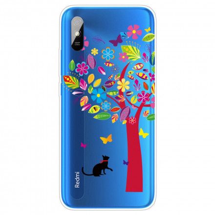Mobildeksel Til Xiaomi Redmi 9A Katt Under Det Fargede Treet