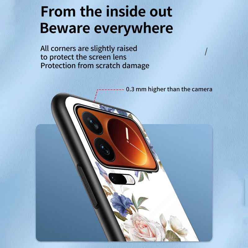Deksel Til Xiaomi 17 Pro Blomstermønster I Herdet Glass
