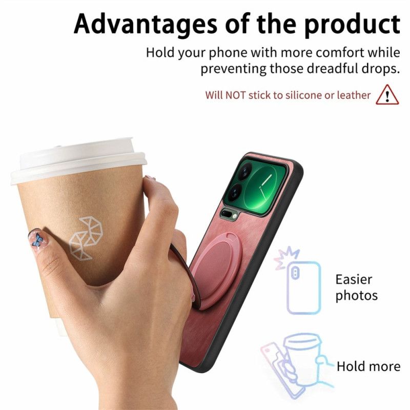 Deksel Til Xiaomi 17 Pro Roterende Stativ Og Retro Skinntekstur