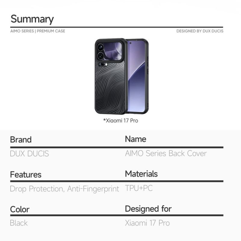 Deksel Xiaomi 17 Pro Aimo Serie Dux Ducis Beskyttelse Deksel