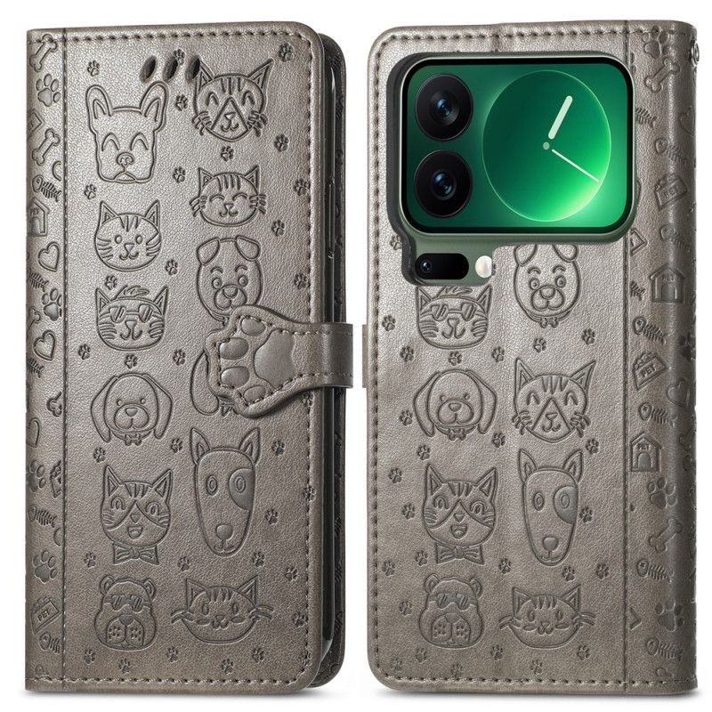 Folio Deksel Xiaomi 17 Pro Animerte Dyr Beskyttelse Deksel