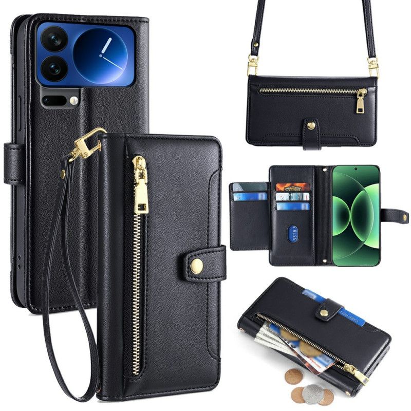 Folio Deksel Xiaomi 17 Pro Glidelåslomme Og Stropper Beskyttelse Deksel