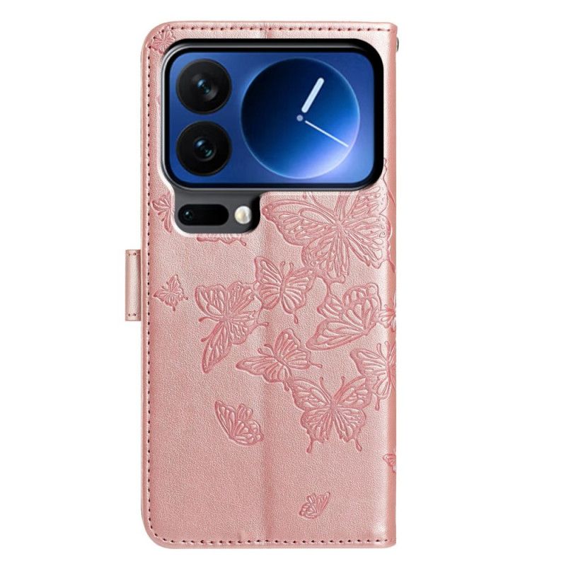 Folio Deksel Xiaomi 17 Pro Graverte Sommerfugler Beskyttelse Deksel