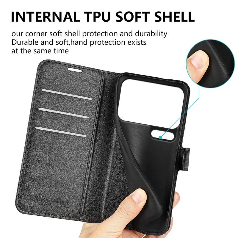 Folio Deksel Xiaomi 17 Pro Litchi-imitasjonsskinn Beskyttelse Deksel