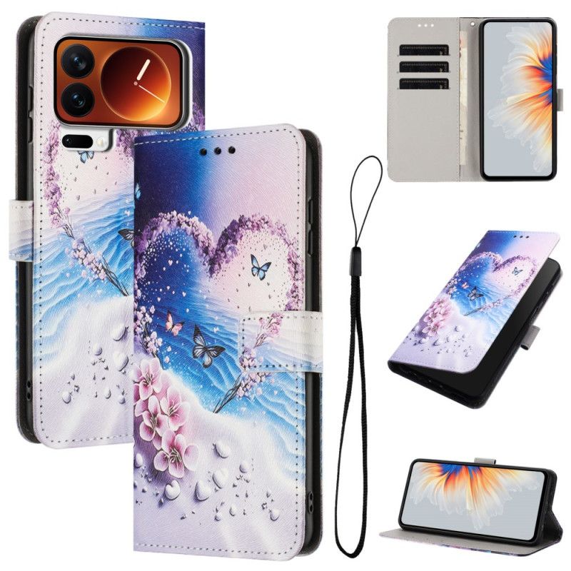Folio Deksel Xiaomi 17 Pro Sommerfugl Og Hjerte