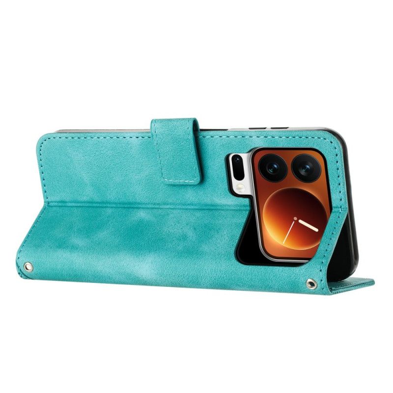 Folio Deksel Xiaomi 17 Pro Trekantmønster Og Stropp