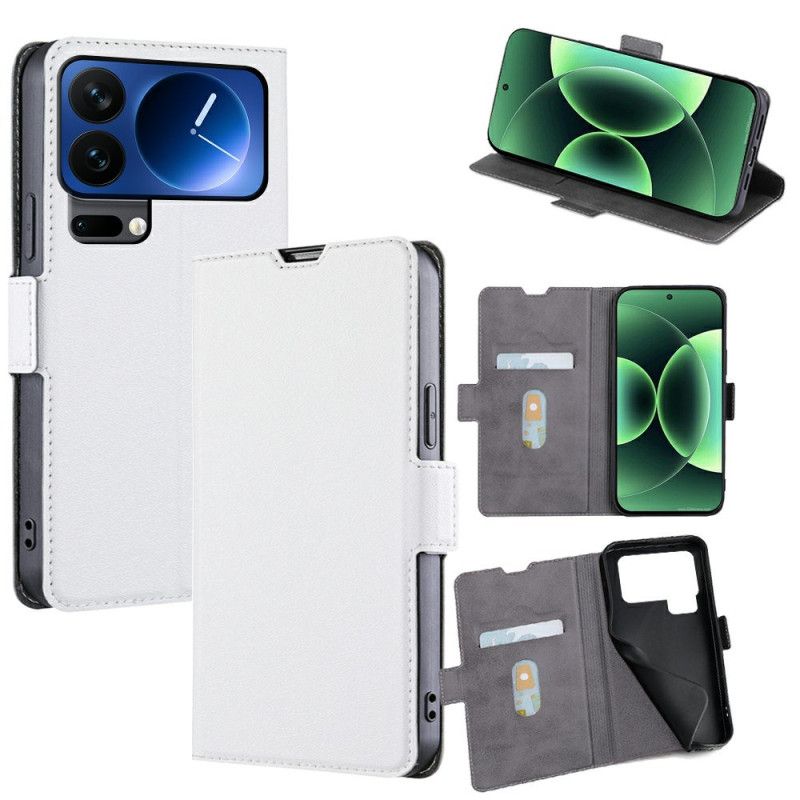 Lærdeksel Folio Deksel Xiaomi 17 Pro Kunstig Skinn Med Dobbel Lås