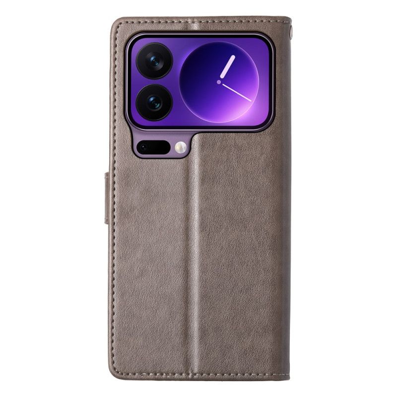 Lærdeksel Folio Deksel Xiaomi 17 Pro Mobildeksel Blomstersommerfuglmønster