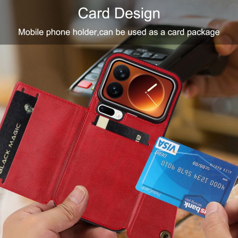 Lærdeksel Folio Deksel Xiaomi 17 Pro Mobildeksel Kortholder Og Stativ