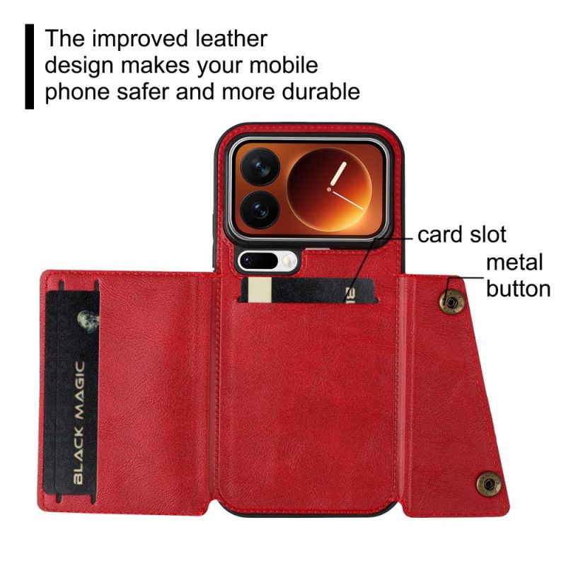 Lærdeksel Folio Deksel Xiaomi 17 Pro Mobildeksel Kortholder Og Stativ