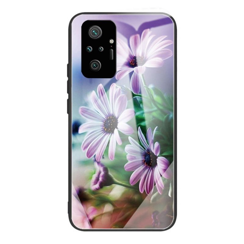 Deksel Til Xiaomi Redmi Note 10 Pro Realistiske Blomster Herdet Glass