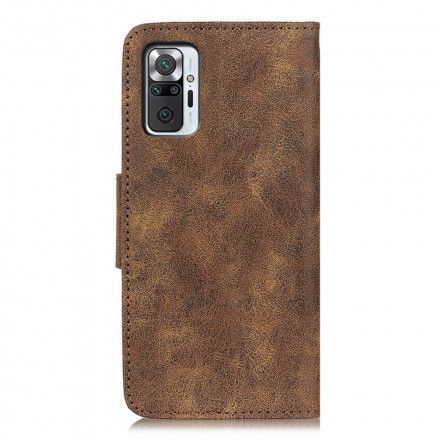 Folio Deksel Til Xiaomi Redmi Note 10 Pro Lærdeksel Vintage Magnetisk Klaff