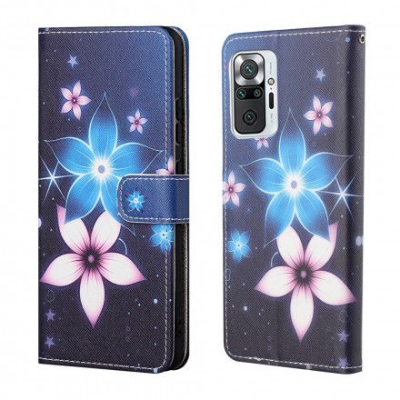 Folio Deksel Til Xiaomi Redmi Note 10 Pro Med Kjede Måneblomststropp