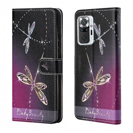 Folio Deksel Til Xiaomi Redmi Note 10 Pro Med Kjede Thong Dragonflies