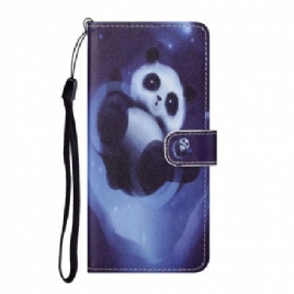 Folio Deksel Til Xiaomi Redmi Note 10 Pro Med Kjede Thong Space Panda