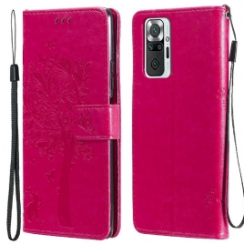 Folio Deksel Til Xiaomi Redmi Note 10 Pro Med Kjede Tre Og Strappy Cat