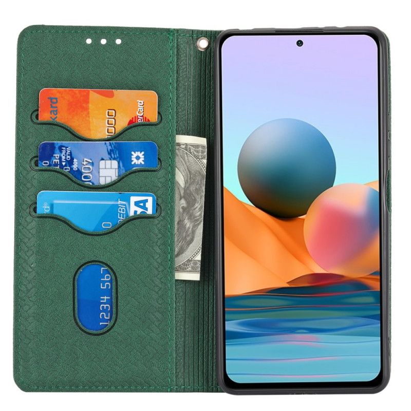 Folio Deksel Til Xiaomi Redmi Note 10 Pro Med Kjede Vevd Lærrem