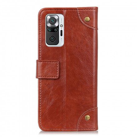 Folio Deksel Til Xiaomi Redmi Note 10 Pro Vintage Nagler Nappa Skinnstil