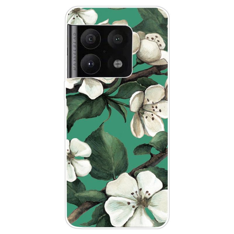 Deksel Til OnePlus 10 Pro 5G Hvite Malte Blomster