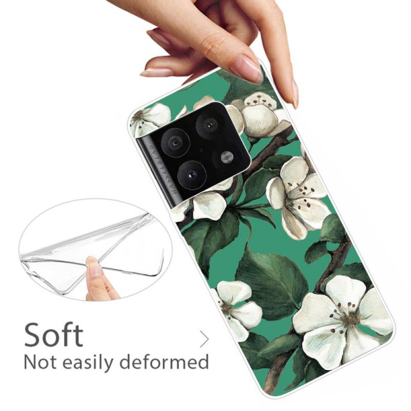 Deksel Til OnePlus 10 Pro 5G Hvite Malte Blomster
