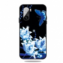 Deksel Til Xiaomi Mi 11i 5G / Poco F3 Sommerfugl Og Blå Blomster