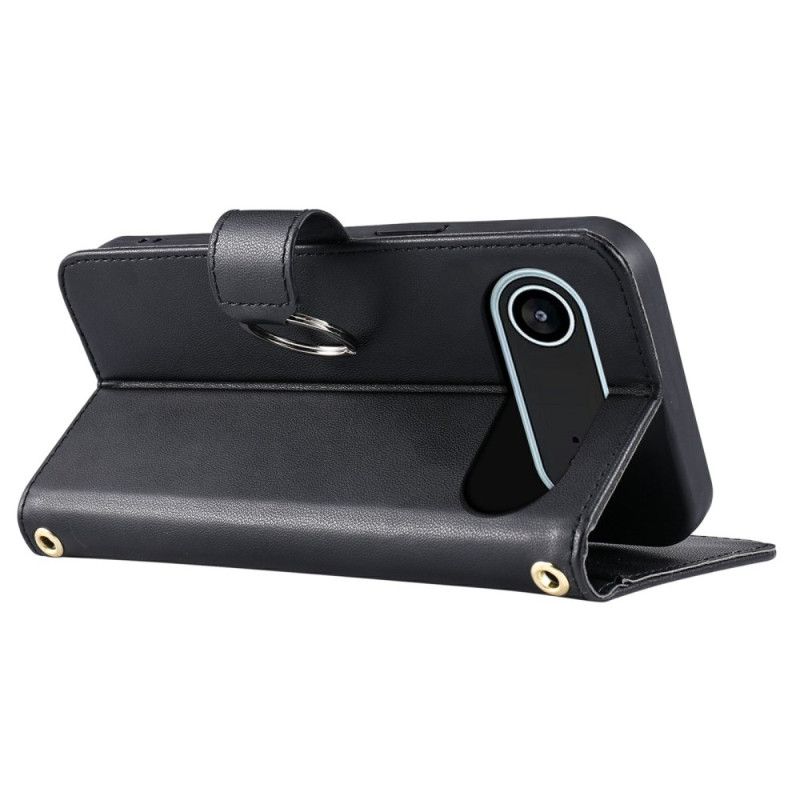 Lærdeksel Folio Deksel iPhone Air Vattert Lommebok Med Snor Og Skulderstropp