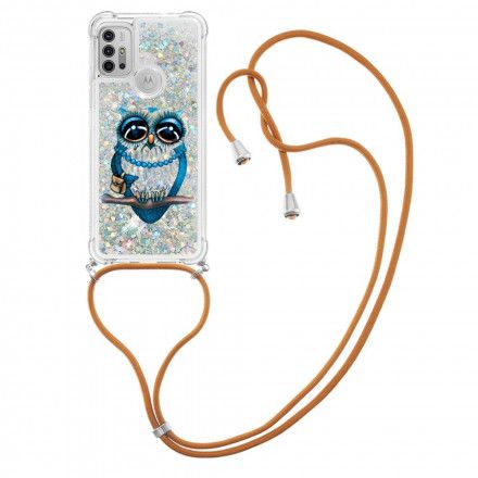 Deksel Til Moto G10 / G30 Med Snor Frøken Owl Paljett Snøre