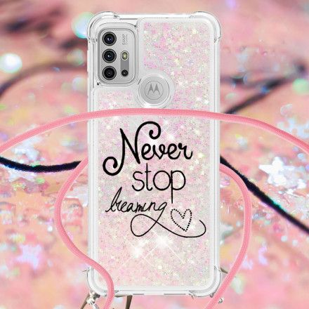 Deksel Til Moto G10 / G30 Med Snor Stopp Aldri Glittersnor